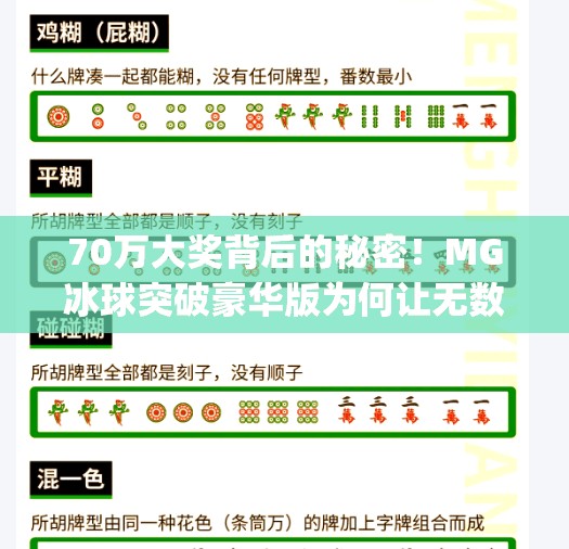 70万大奖背后的秘密！MG冰球突破豪华版为何让无数玩家疯狂上头？mg冰球突破豪华版70万大奖